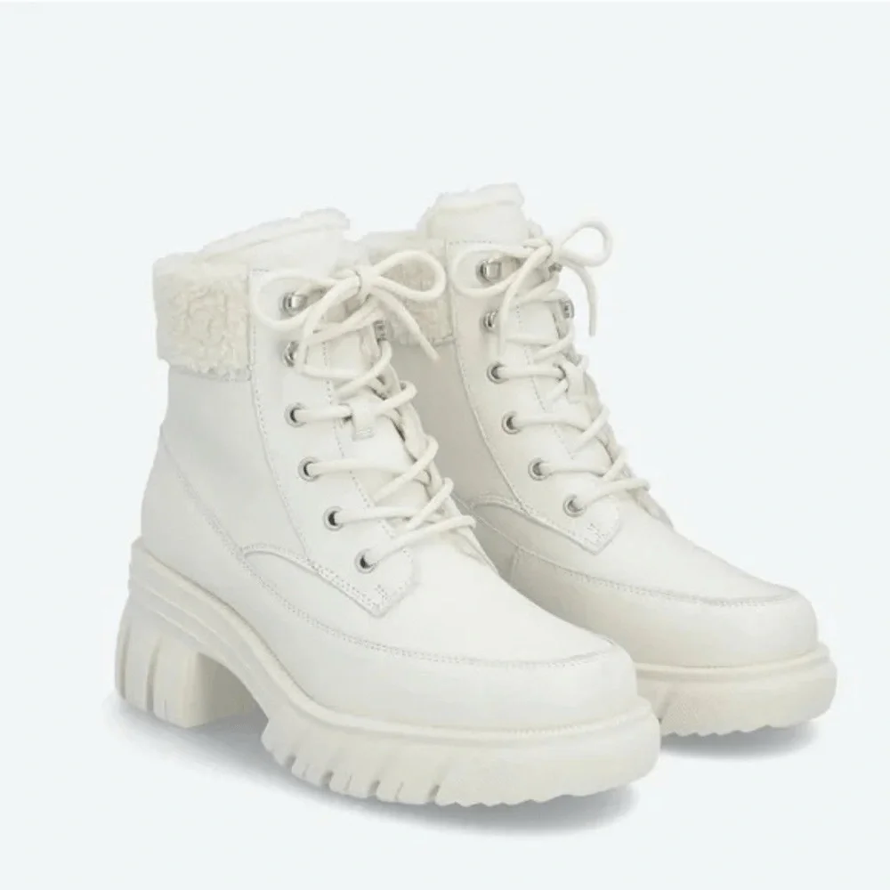 Aldo White Winter Combat Boots with Platform Waterproof